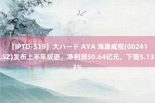 【IPTD-519】大ハード AYA 海康威视(002415.SZ)发布上半年级迹，净利润50.64亿元，下落5.13%