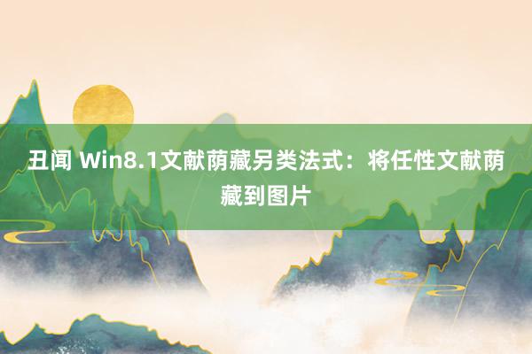丑闻 Win8.1文献荫藏另类法式：将任性文献荫藏到图片